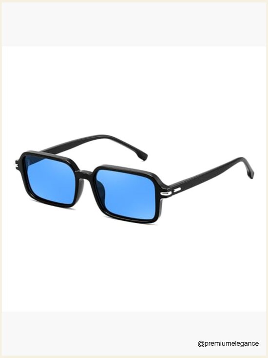Retro Rectangle Narrow Thin Slim Square Sunglasses UV400 main image 5